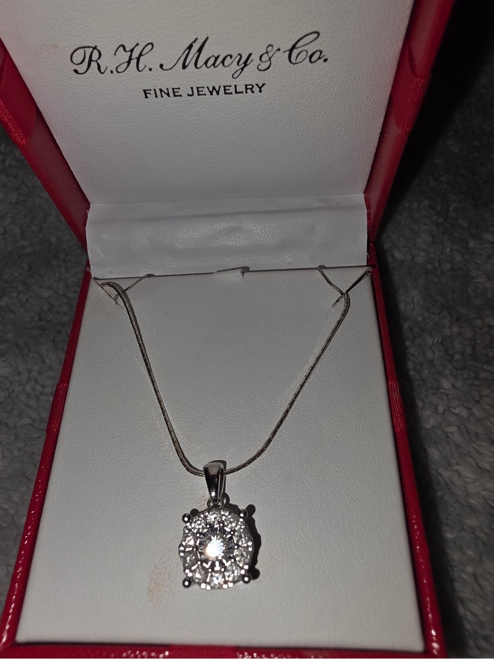 Silver Halo Pendant Necklace with Clear Stones - Silver